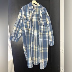 Nichole Lynel Blue Plaid Shacket